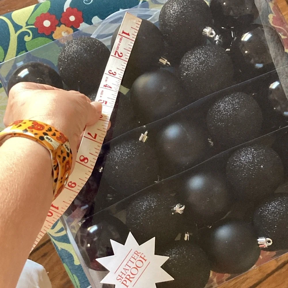Black Shatterproof Christmas balls x50 NEW matte glitter shiny 3”